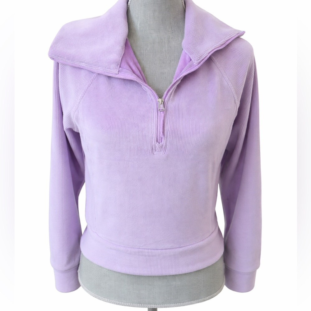 Kyodan Lavender Ribbed Half Zip Pullover XS Like New Athleisure Top